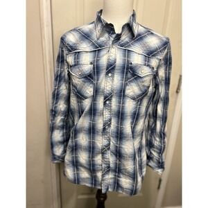 Bke Plaid Pearl Snap Western‎ Style Long Sleeve Large